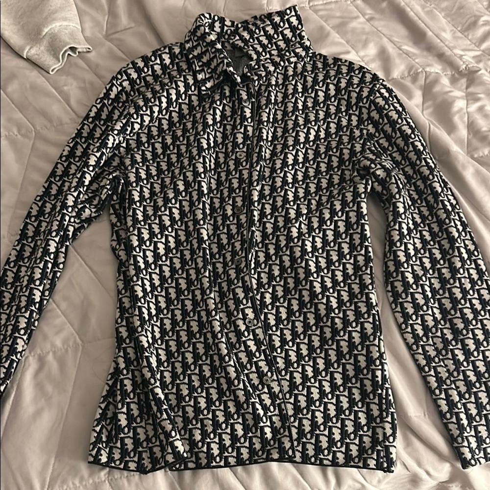 Dior Monogram Long Sleeve Shirt - Black and White